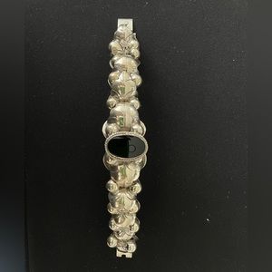 Mexican Silver and Onyx Bracelet